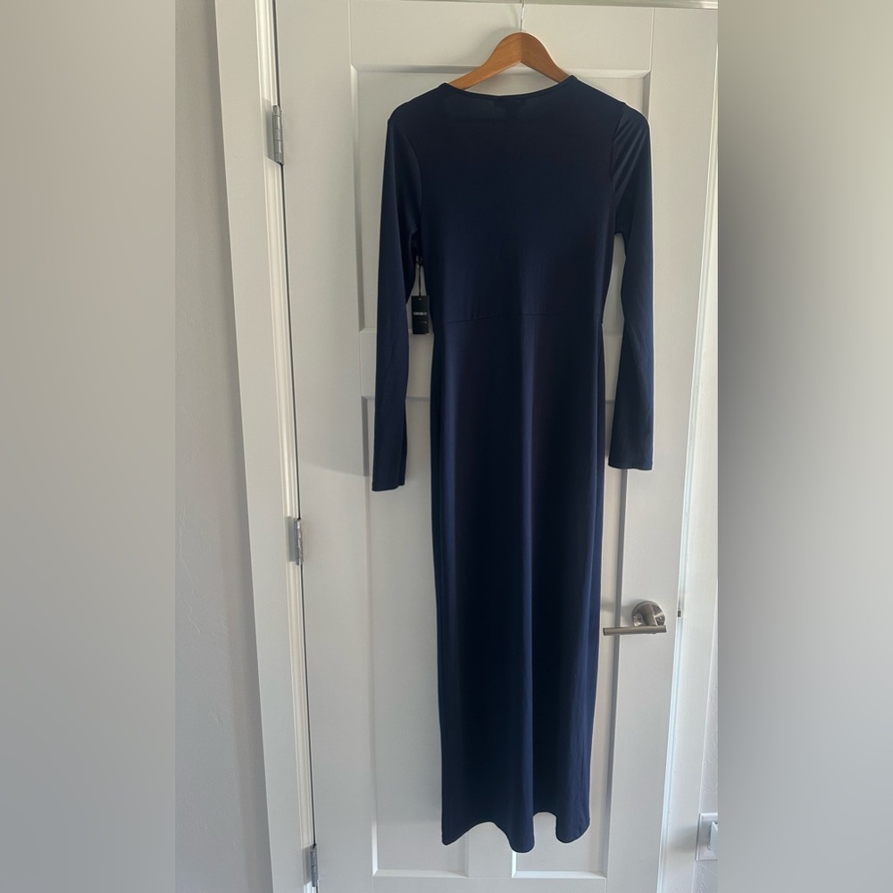 Navy Blue Maxi Dress with slit - Picture 8 of 9